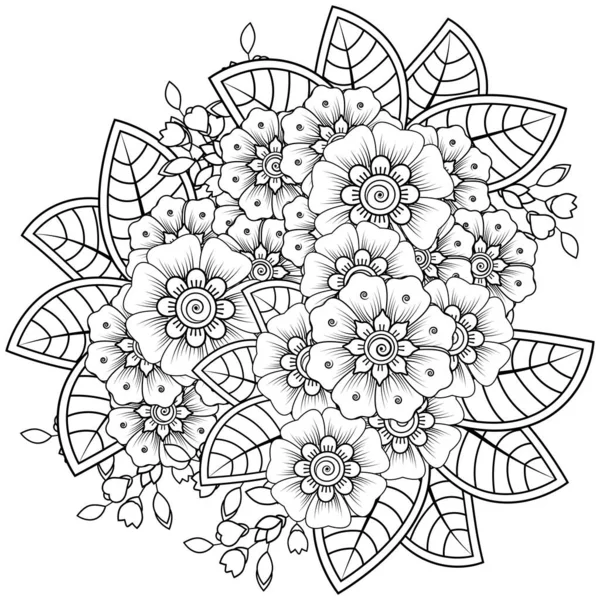Начерк Квадратного Квіткового Візерунка Стилі Мейнді Хни Мейнді Татуювання Прикраси — стоковий вектор