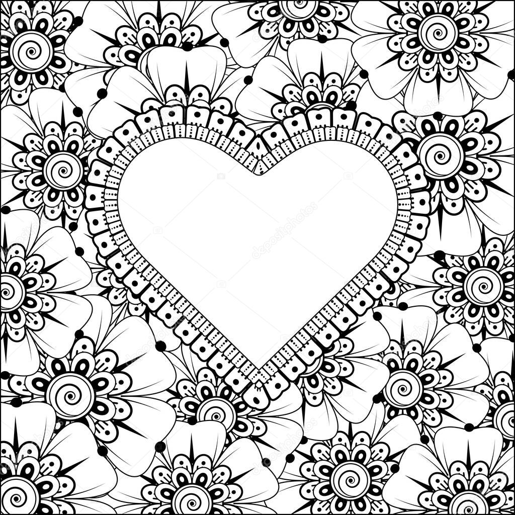 Mehndi flower for henna, mehndi, tattoo, decoration. decorative ornament in ethnic oriental style. doodle ornament. outline hand draw illustration. coloring book page.