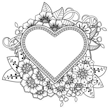 Mehndi 'nin kına, mehndi, dövme, dekorasyon çiçeği. Etnik doğu tarzında dekoratif bir süs. Karalama süsü. El çizimi çizimi çizimi. boyama kitabı sayfası.