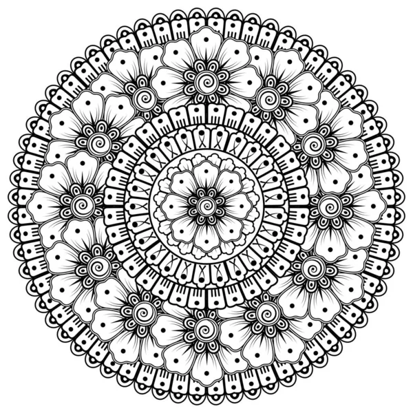 Mehndi 'nin kına, mehndi, dövme, dekorasyon çiçeği. Etnik doğu tarzında dekoratif bir süs. Karalama süsü. El çizimi çizimi çizimi. boyama kitabı sayfası.