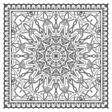 Mehndi 'nin kına, mehndi, dövme, dekorasyon çiçeği. Etnik doğu tarzında dekoratif bir süs. Karalama süsü. El çizimi çizimi çizimi. boyama kitabı sayfası.