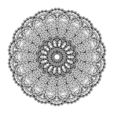 Mehndi 'nin kına, mehndi, dövme, dekorasyon çiçeği. Etnik doğu tarzında dekoratif bir süs. Karalama süsü. El çizimi çizimi çizimi. boyama kitabı sayfası.