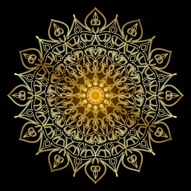 Lüks mandala. Mehndi 'nin kına, mehndi, dövme, dekorasyon çiçeği. Etnik doğu tarzında dekoratif bir süs. Karalama süsü. El çizimi çizimi çizimi. boyama kitabı sayfası.