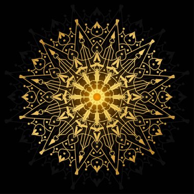 Lüks mandala. Mehndi 'nin kına, mehndi, dövme, dekorasyon çiçeği. Etnik doğu tarzında dekoratif bir süs. Karalama süsü. El çizimi çizimi çizimi. boyama kitabı sayfası.