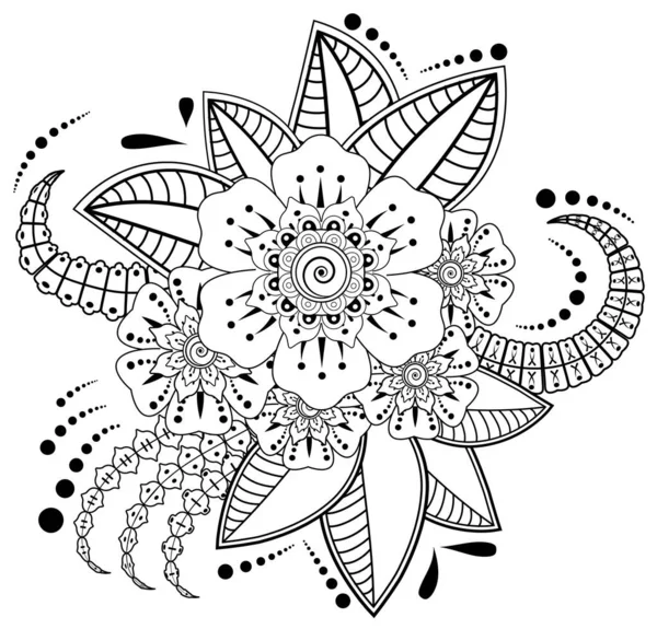 Mehndi Flor Henna Mehndi Tatuaje Decoración Ornamento Decorativo Estilo Étnico — Vector de stock