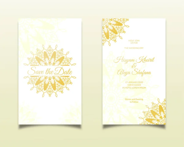 Mehndi Flor Boda Invitación Tarjeta Conjunto — Vector de stock