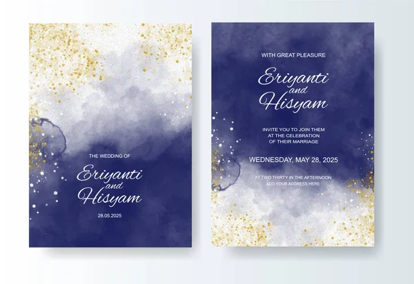 Sulu suluboya güzel bir düğün kartı.