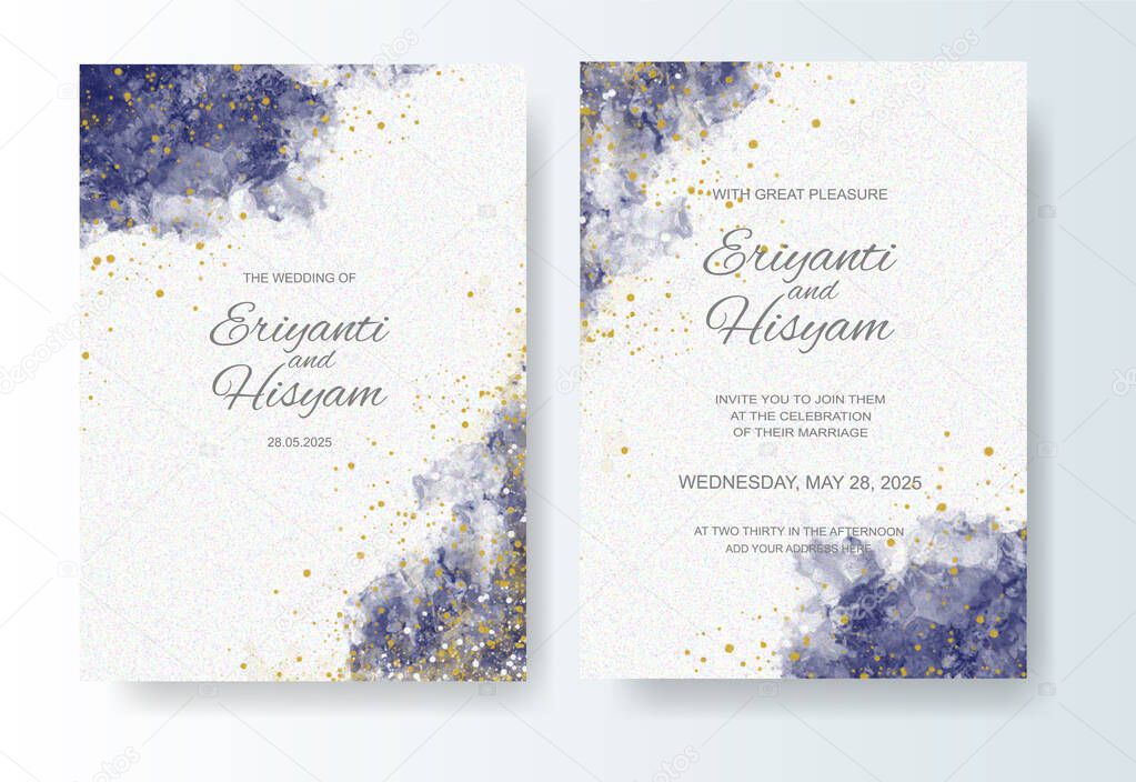 Beautiful wedding card watercolor with splash.