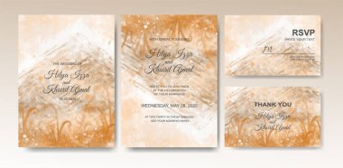 Suluboya düğün davetiyesi. Sulu suluboya güzel bir düğün kartı.