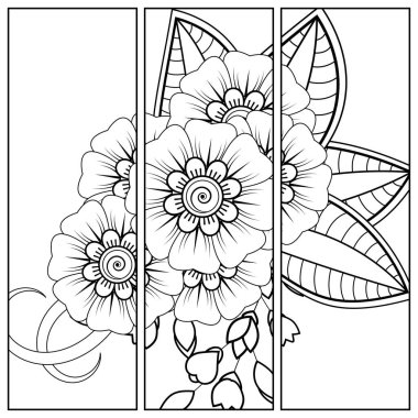 Mehndi çiçek süslemesi. Etnik doğu tarzında dekoratif bir süs. renklendirme sayfası.