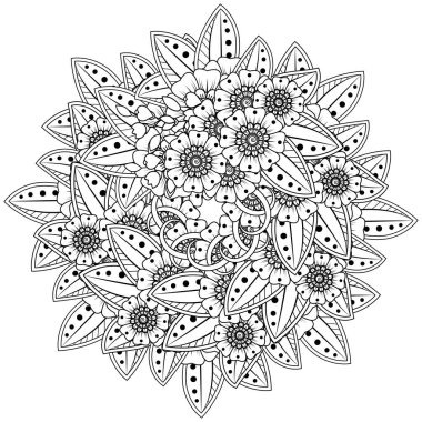 Mehndi çiçek süslemesi. Etnik doğu tarzında dekoratif bir süs. renklendirme sayfası.