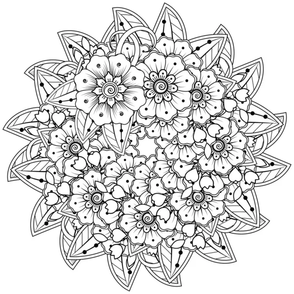 Mehndi Decoración Flores Ornamento Decorativo Estilo Étnico Oriental Página Para — Vector de stock