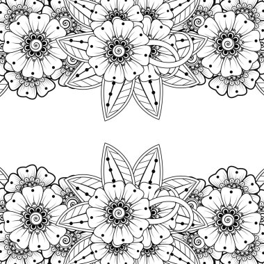 Mehndi çiçek süslemesi. Hint usulü. Karalama süsü. El çizimi çizimi çizimi. boyama kitabı sayfası.