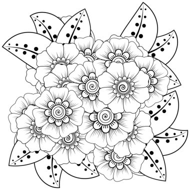 Mehndi çiçek süslemesi. Hint usulü. Karalama süsü. El çizimi çizimi çizimi. boyama kitabı sayfası.