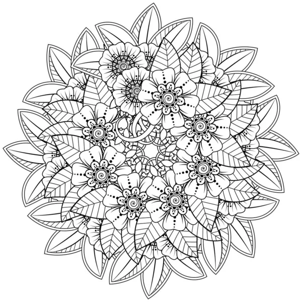 Mehndi çiçek süslemesi. Hint usulü. Karalama süsü. El çizimi çizimi çizimi. boyama kitabı sayfası.