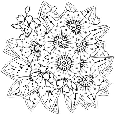 Mehndi çiçek süslemesi. Hint usulü. Karalama süsü. El çizimi çizimi çizimi. boyama kitabı sayfası.