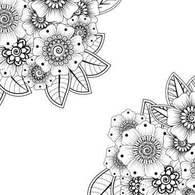 Mehndi çiçek süslemesi. Hint usulü. Karalama süsü. El çizimi çizimi çizimi. boyama kitabı sayfası.