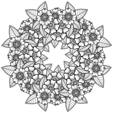 Mehndi çiçek süslemesi. Hint usulü. Karalama süsü. El çizimi çizimi çizimi. boyama kitabı sayfası.