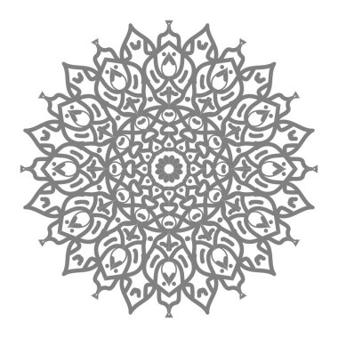 Tek renkli dantel mandala desenli. Amblem lüks güzellik merkezi, kozmetik, mücevher, otel, restoran. Düğün zarif taslak çerçevesi. Vektör çiçekli logo dizaynı. Yuvarlak altın süslü çerçeve. Klasik premium tasarım vektör ögesi.