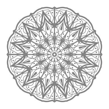 Tek renkli dantel mandala desenli. Amblem lüks güzellik merkezi, kozmetik, mücevher, otel, restoran. Düğün zarif taslak çerçevesi. Vektör çiçekli logo dizaynı. Yuvarlak altın süslü çerçeve. Klasik premium tasarım vektör ögesi.