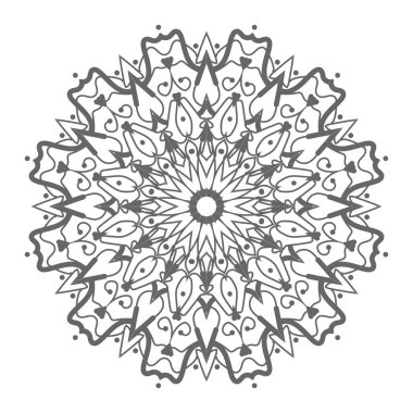 Tek renkli dantel mandala desenli. Amblem lüks güzellik merkezi, kozmetik, mücevher, otel, restoran. Düğün zarif taslak çerçevesi. Vektör çiçekli logo dizaynı. Yuvarlak altın süslü çerçeve. Klasik premium tasarım vektör ögesi.