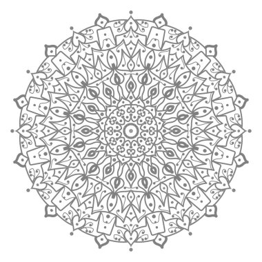 Tek renkli dantel mandala desenli. Amblem lüks güzellik merkezi, kozmetik, mücevher, otel, restoran. Düğün zarif taslak çerçevesi. Vektör çiçekli logo dizaynı. Yuvarlak altın süslü çerçeve. Klasik premium tasarım vektör ögesi.