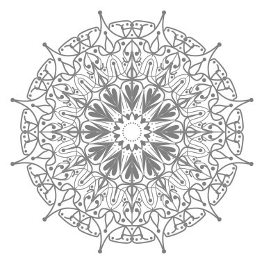 Tek renkli dantel mandala desenli. Amblem lüks güzellik merkezi, kozmetik, mücevher, otel, restoran. Düğün zarif taslak çerçevesi. Vektör çiçekli logo dizaynı. Yuvarlak altın süslü çerçeve. Klasik premium tasarım vektör ögesi.