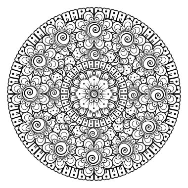 Tek renkli dantel mandala desenli. Amblem lüks güzellik merkezi, kozmetik, mücevher, otel, restoran. Düğün zarif taslak çerçevesi. Vektör çiçekli logo dizaynı. Yuvarlak altın süslü çerçeve. Klasik premium tasarım vektör ögesi.