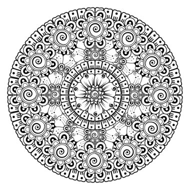 Tek renkli dantel mandala desenli. Amblem lüks güzellik merkezi, kozmetik, mücevher, otel, restoran. Düğün zarif taslak çerçevesi. Vektör çiçekli logo dizaynı. Yuvarlak altın süslü çerçeve. Klasik premium tasarım vektör ögesi.