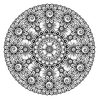 Tek renkli dantel mandala desenli. Amblem lüks güzellik merkezi, kozmetik, mücevher, otel, restoran. Düğün zarif taslak çerçevesi. Vektör çiçekli logo dizaynı. Yuvarlak altın süslü çerçeve. Klasik premium tasarım vektör ögesi.