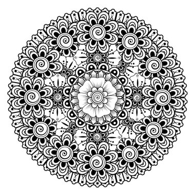 Tek renkli dantel mandala desenli. Amblem lüks güzellik merkezi, kozmetik, mücevher, otel, restoran. Düğün zarif taslak çerçevesi. Vektör çiçekli logo dizaynı. Yuvarlak altın süslü çerçeve. Klasik premium tasarım vektör ögesi.