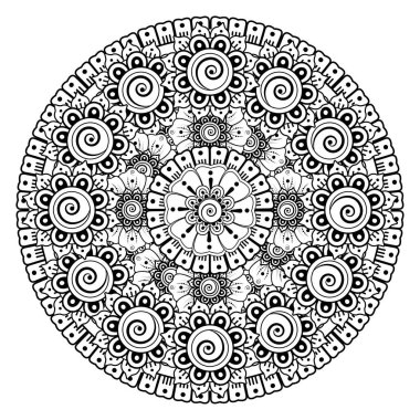 Tek renkli dantel mandala desenli. Amblem lüks güzellik merkezi, kozmetik, mücevher, otel, restoran. Düğün zarif taslak çerçevesi. Vektör çiçekli logo dizaynı. Yuvarlak altın süslü çerçeve. Klasik premium tasarım vektör ögesi.