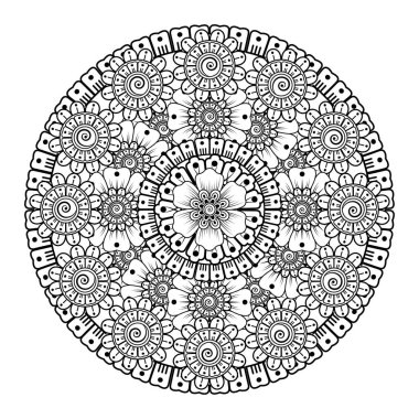 Tek renkli dantel mandala desenli. Amblem lüks güzellik merkezi, kozmetik, mücevher, otel, restoran. Düğün zarif taslak çerçevesi. Vektör çiçekli logo dizaynı. Yuvarlak altın süslü çerçeve. Klasik premium tasarım vektör ögesi.