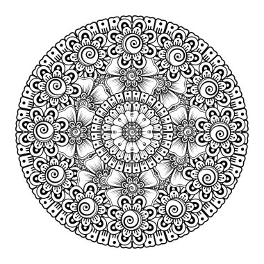 Tek renkli dantel mandala desenli. Amblem lüks güzellik merkezi, kozmetik, mücevher, otel, restoran. Düğün zarif taslak çerçevesi. Vektör çiçekli logo dizaynı. Yuvarlak altın süslü çerçeve. Klasik premium tasarım vektör ögesi.