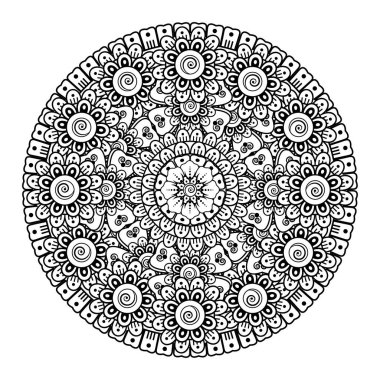 Tek renkli dantel mandala desenli. Amblem lüks güzellik merkezi, kozmetik, mücevher, otel, restoran. Düğün zarif taslak çerçevesi. Vektör çiçekli logo dizaynı. Yuvarlak altın süslü çerçeve. Klasik premium tasarım vektör ögesi.