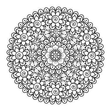 Tek renkli dantel mandala desenli. Amblem lüks güzellik merkezi, kozmetik, mücevher, otel, restoran. Düğün zarif taslak çerçevesi. Vektör çiçekli logo dizaynı. Yuvarlak altın süslü çerçeve. Klasik premium tasarım vektör ögesi.