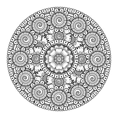 Tek renkli dantel mandala desenli. Amblem lüks güzellik merkezi, kozmetik, mücevher, otel, restoran. Düğün zarif taslak çerçevesi. Vektör çiçekli logo dizaynı. Yuvarlak altın süslü çerçeve. Klasik premium tasarım vektör ögesi.