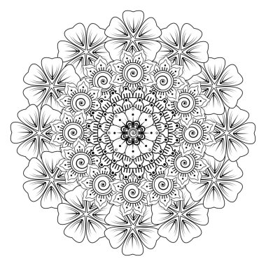 Tek renkli dantel mandala desenli. Amblem lüks güzellik merkezi, kozmetik, mücevher, otel, restoran. Düğün zarif taslak çerçevesi. Vektör çiçekli logo dizaynı. Yuvarlak altın süslü çerçeve. Klasik premium tasarım vektör ögesi.