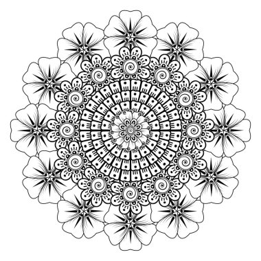 Tek renkli dantel mandala desenli. Amblem lüks güzellik merkezi, kozmetik, mücevher, otel, restoran. Düğün zarif taslak çerçevesi. Vektör çiçekli logo dizaynı. Yuvarlak altın süslü çerçeve. Klasik premium tasarım vektör ögesi.