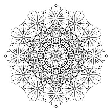 Tek renkli dantel mandala desenli. Amblem lüks güzellik merkezi, kozmetik, mücevher, otel, restoran. Düğün zarif taslak çerçevesi. Vektör çiçekli logo dizaynı. Yuvarlak altın süslü çerçeve. Klasik premium tasarım vektör ögesi.