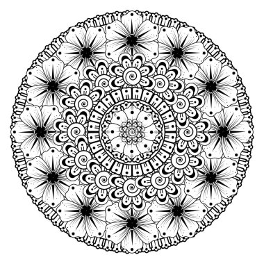 Tek renkli dantel mandala desenli. Amblem lüks güzellik merkezi, kozmetik, mücevher, otel, restoran. Düğün zarif taslak çerçevesi. Vektör çiçekli logo dizaynı. Yuvarlak altın süslü çerçeve. Klasik premium tasarım vektör ögesi.