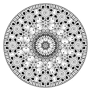 Tek renkli dantel mandala desenli. Amblem lüks güzellik merkezi, kozmetik, mücevher, otel, restoran. Düğün zarif taslak çerçevesi. Vektör çiçekli logo dizaynı. Yuvarlak altın süslü çerçeve. Klasik premium tasarım vektör ögesi.