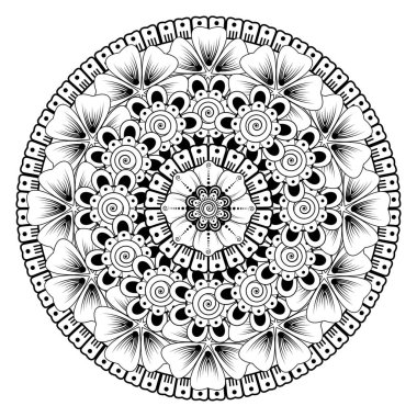 Tek renkli dantel mandala desenli. Amblem lüks güzellik merkezi, kozmetik, mücevher, otel, restoran. Düğün zarif taslak çerçevesi. Vektör çiçekli logo dizaynı. Yuvarlak altın süslü çerçeve. Klasik premium tasarım vektör ögesi.