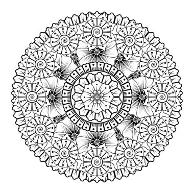 Tek renkli dantel mandala desenli. Amblem lüks güzellik merkezi, kozmetik, mücevher, otel, restoran. Düğün zarif taslak çerçevesi. Vektör çiçekli logo dizaynı. Yuvarlak altın süslü çerçeve. Klasik premium tasarım vektör ögesi.