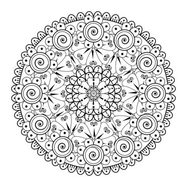 Tek renkli dantel mandala desenli. Amblem lüks güzellik merkezi, kozmetik, mücevher, otel, restoran. Düğün zarif taslak çerçevesi. Vektör çiçekli logo dizaynı. Yuvarlak altın süslü çerçeve. Klasik premium tasarım vektör ögesi.