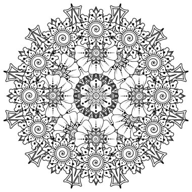 Mehndi 'nin kına, mehndi, dövme, dekorasyon çiçeği. Etnik doğu tarzında dekoratif bir süs. boyama kitabı sayfası.