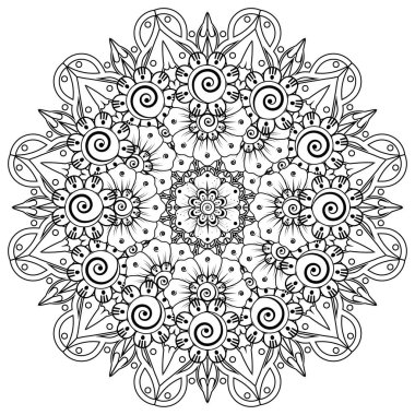 Mehndi 'nin kına, mehndi, dövme, dekorasyon çiçeği. Etnik doğu tarzında dekoratif bir süs. boyama kitabı sayfası.