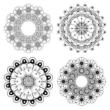 Mehndi 'nin kına, mehndi, dövme, dekorasyon çiçeği. Etnik doğu tarzında dekoratif bir süs. boyama kitabı sayfası.