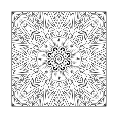 Mehndi 'nin kına, mehndi, dövme, dekorasyon çiçeği. Etnik doğu tarzında dekoratif bir süs. boyama kitabı sayfası.