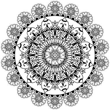 Mehndi 'nin kına, mehndi, dövme, dekorasyon çiçeği. Etnik doğu tarzında dekoratif bir süs. boyama kitabı sayfası.